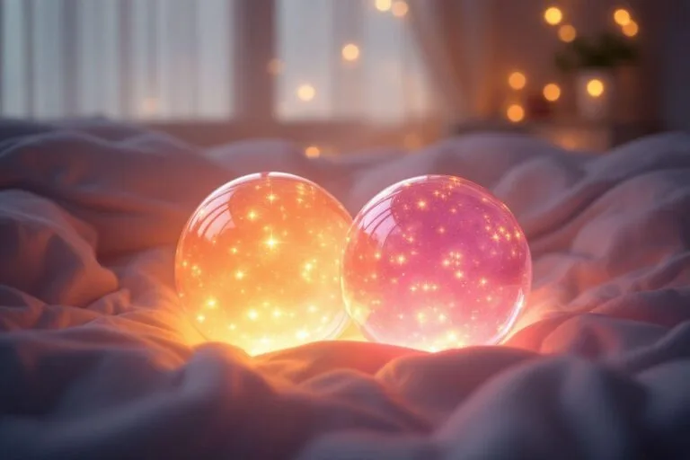 Deux boules de cristal brillantes dans un environnement feutré et lumineux