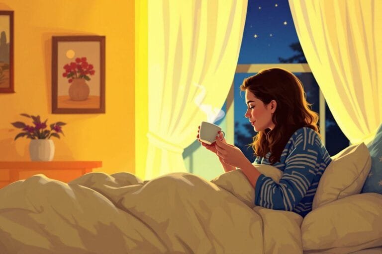 Jeune femme buvant une boisson chaude près de la fenêtre