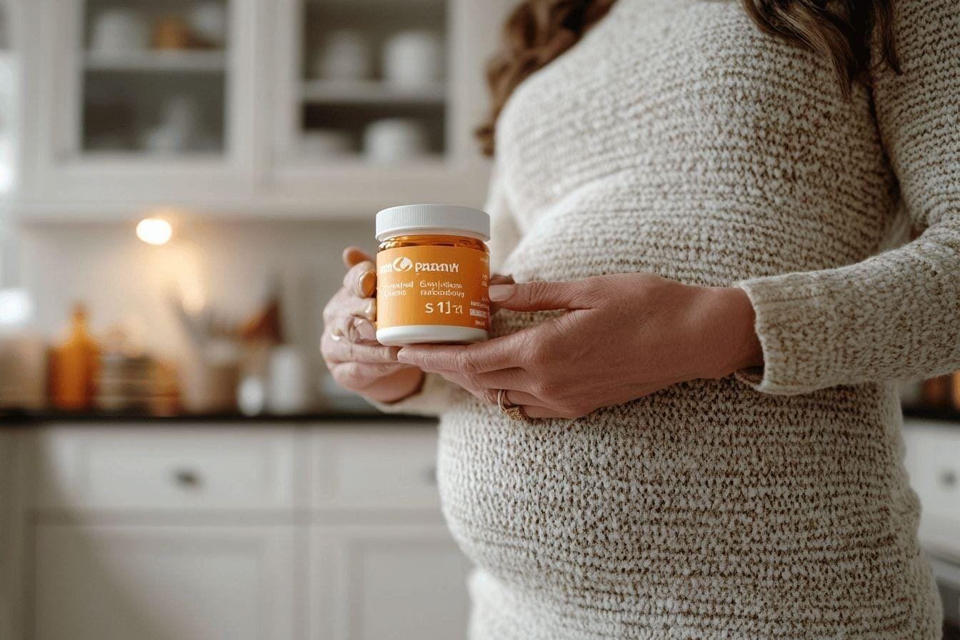 Main tenant un bocal orange dans une cuisine lumineuse